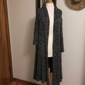 Oatmeal gray long cardigan with long sleeves